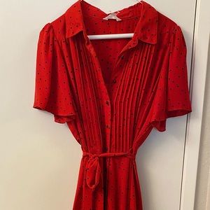 Nannette Lepore red polka dot chiffon dress